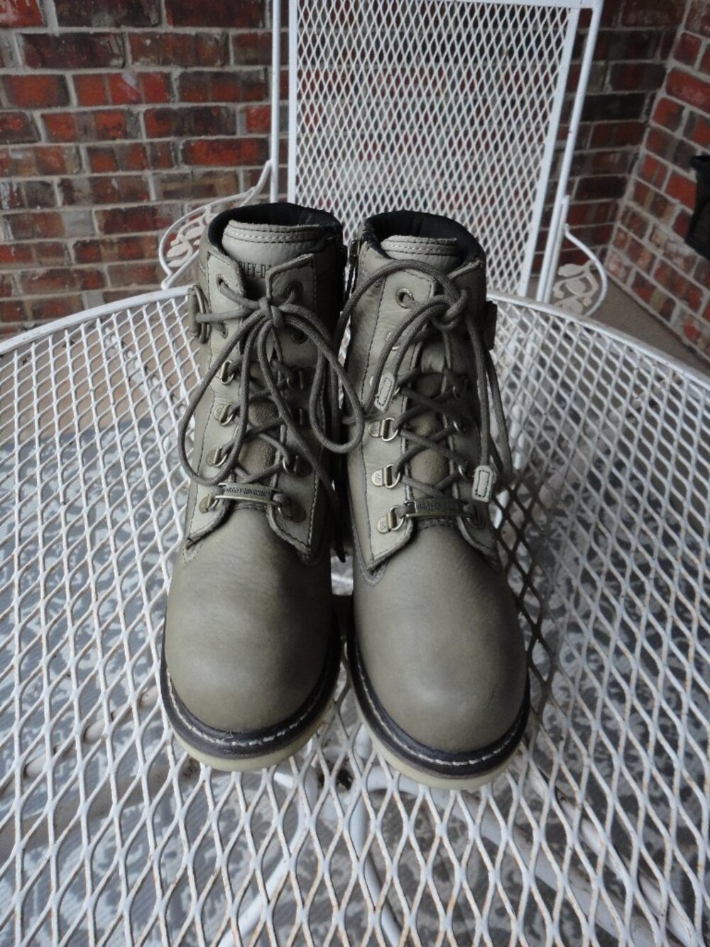 HARLEY DAVIDSON Women's Marconi Gray Riding Zipper Boots Size 7.5